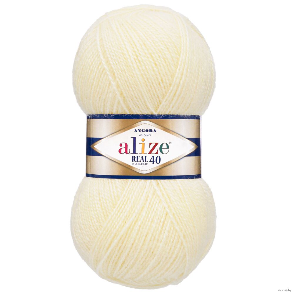 Пряжа "Angora Real 40 №01" (100 г; 430 м; кремовый)