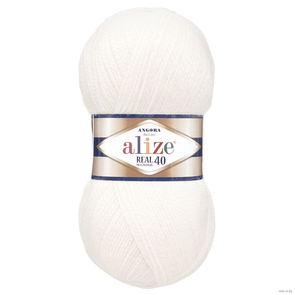 Пряжа "Angora Real 40 №55" (100 г; 430 м; белый)