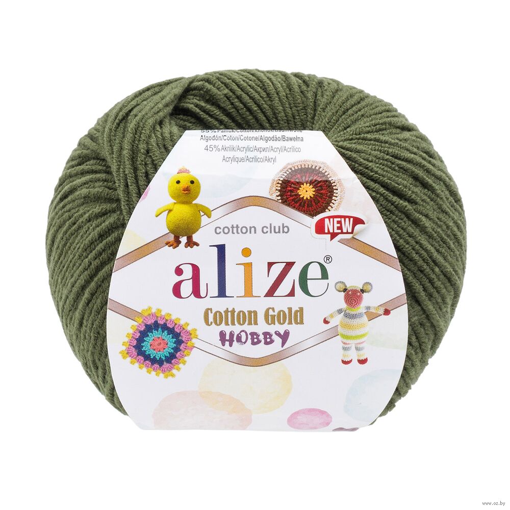 Пряжа "Cotton Gold Hobby New №29" (50 г; 165 м; хаки)