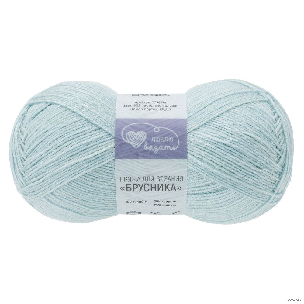 Пряжа носочная "Брусника №902" (100 г; 400 м; пастельно-голубой)
