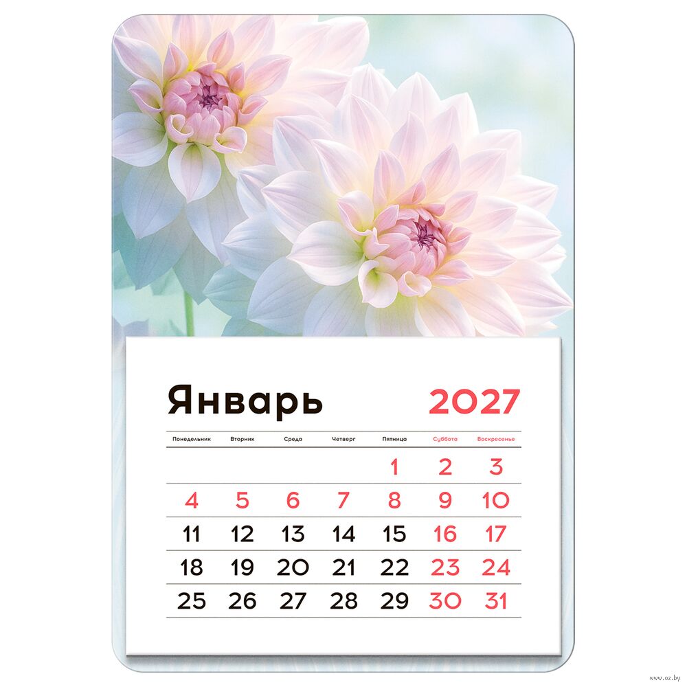 Календарь на магните на 2027 год "Цветы" (13х18 см)