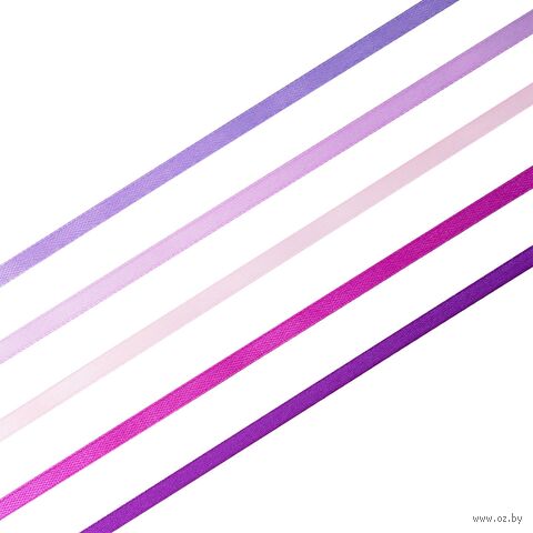 Набор декоративных лент "Фиолетовый микс" (0,6 см; 23 м; 5 шт.) — фото, картинка