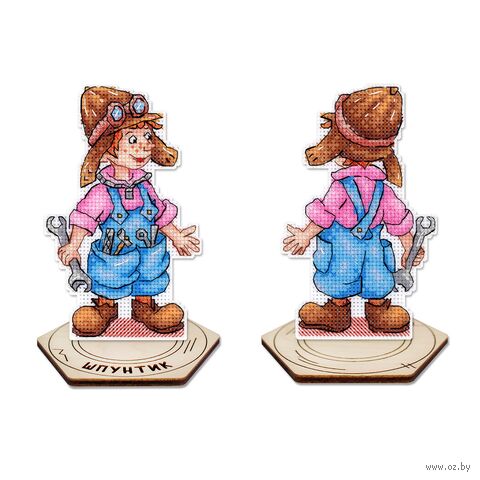 Набор для вышивания на пластиковой канве "Шпунтик с подставкой" (80х130 мм) — фото, картинка