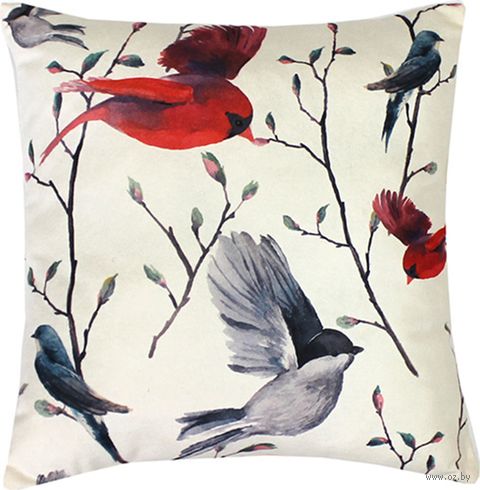 Подушка "Красочные птицы" (35x35 см; арт. 09-221) — фото, картинка