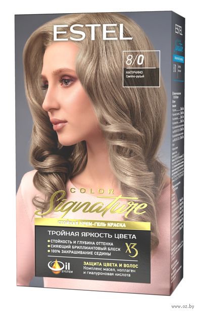 Крем-гель краска для волос "Color Signature" тон: 8/0, капучино — фото, картинка