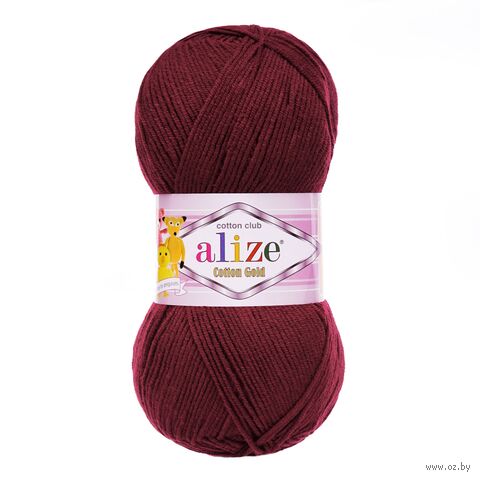 Пряжа "Cotton Gold №57" (100 г; 330 м; бордо) — фото, картинка