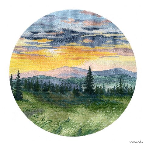 Набор для вышивания "Закат в горах" (200х200 мм) — фото, картинка