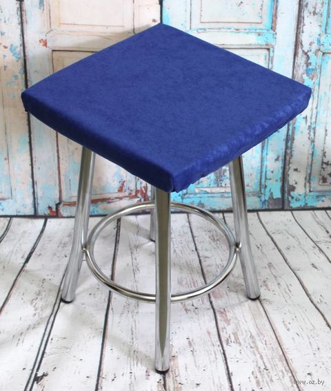 Подушка на стул "Velours Cuadro" (33х33 см; синяя) — фото, картинка