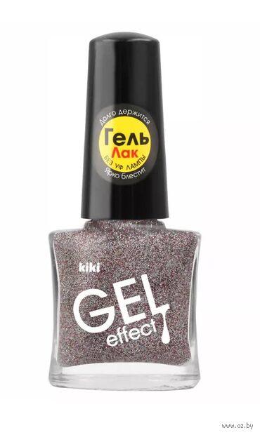 Лак для ногтей "Gel Effect" тон: 074, серебристый металлик с блестками — фото, картинка