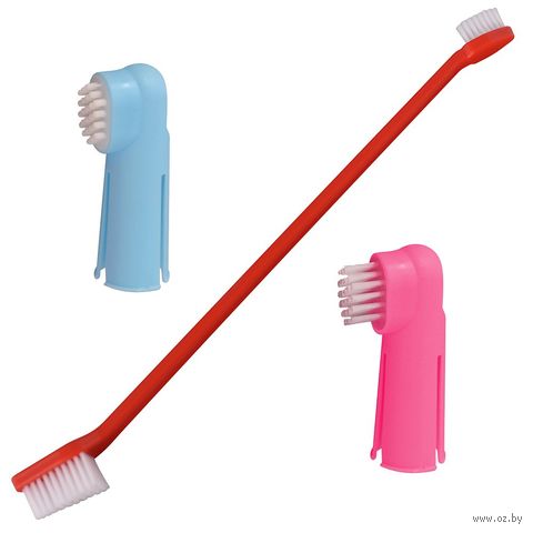 Набор зубных щеток для собак "Чистые зубки" (3 шт.) — фото, картинка