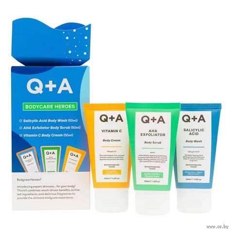 Подарочный набор "Body Care Heroes" (скраб, крем, гель для душа) — фото, картинка