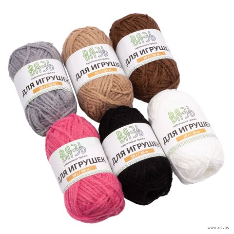 Пряжа "Базовый микс" (10 г; 35 м; 6 цветов) — фото, картинка