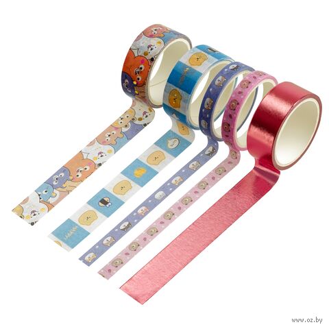 Набор клейких декоративных лент "Bubble animals" (5 шт.) — фото, картинка