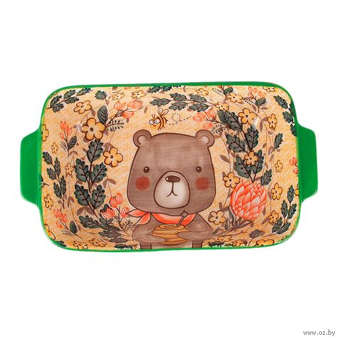 Блюдо для запекания фарфоровое "Kawaii Forest. Bear" (220х125х50 мм) — фото, картинка