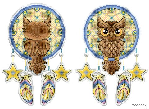 Набор для вышивания на пластиковой канве "Ловец снов. Сова" (100х180 мм) — фото, картинка