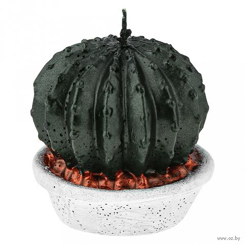 Свеча декоративная "Кактус в горшочке" (зеленый металлик) — фото, картинка