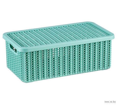 Ящик для хранения с крышкой "Вязание" (12,5x19,5x35 см; фисташковый) — фото, картинка