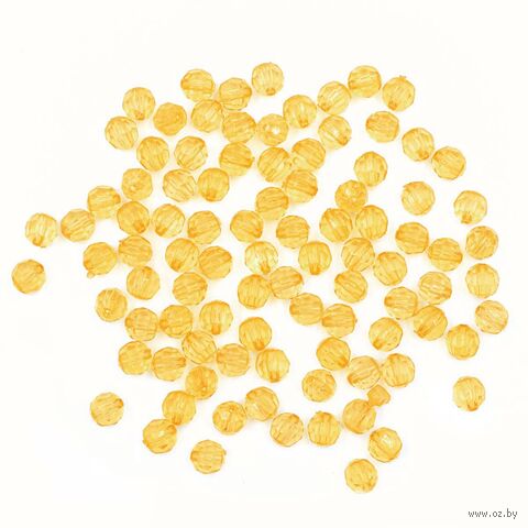 Бусины пластиковые "Граненый круг" (8 мм; 90 шт.; оранжевый) — фото, картинка