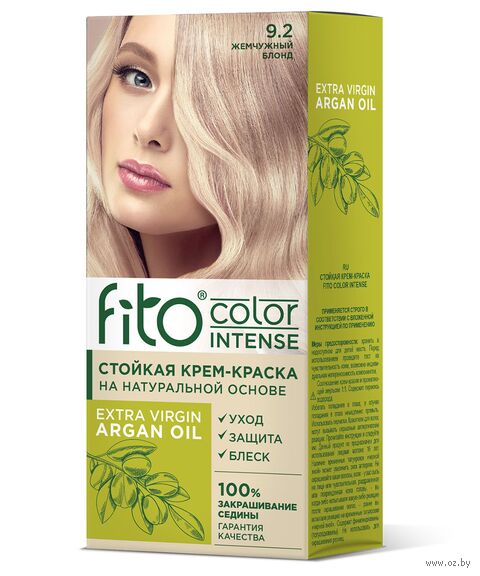 Крем-краска для волос "Fito Сolor Intense" тон: 9.2, жемчужный блонд — фото, картинка