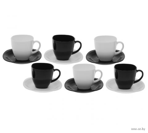 Набор посуды "Carine Black and White" (12 предметов) — фото, картинка