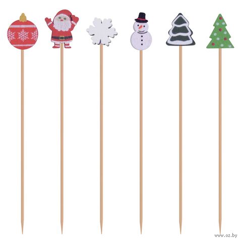 Набор шпажек бамбуковых "Новогоднее ассорти" (24 шт.) — фото, картинка
