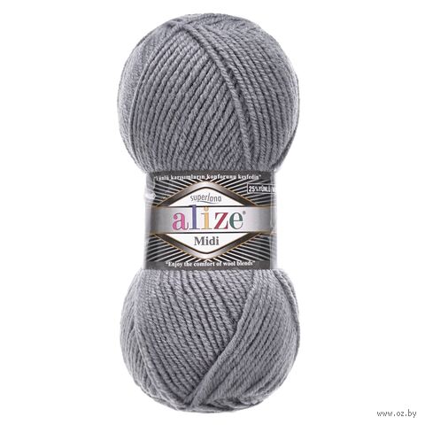 Пряжа "Superlana Midi №87" (100 г; 170 м; угольный серый) — фото, картинка