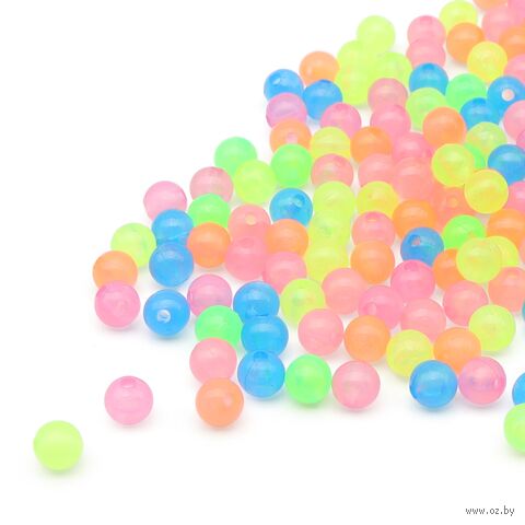 Бусины пластиковые "Светящиеся в темноте" (6 мм; микс цвета) — фото, картинка