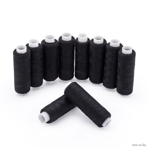 Набор швейных ниток 50/2 "Черный" (183 м; 10 шт.) — фото, картинка