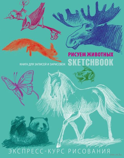 SketchBook. Визуальный экспресс-курс по рисованию. Животные (бирюзовый) — фото, картинка