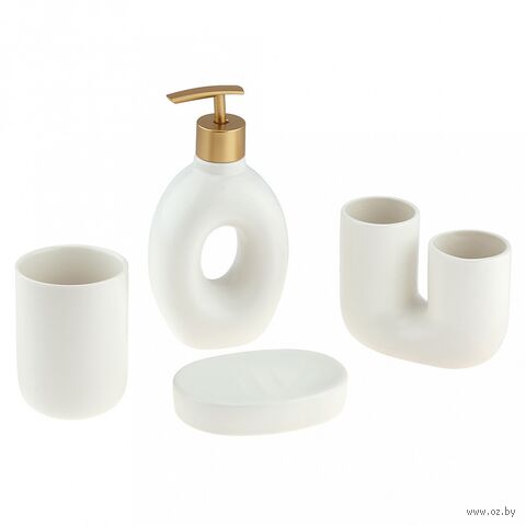 Набор для ванной комнаты "Мехико" (4 предмета; белый) — фото, картинка