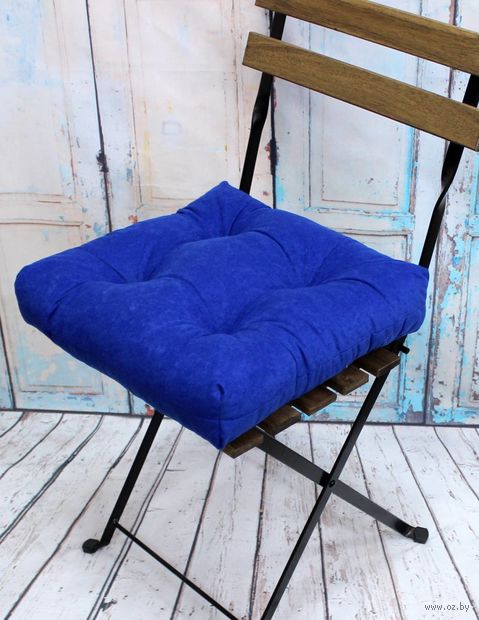 Подушка на стул "Velours" (40х40 см; синяя) — фото, картинка