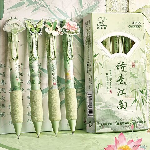 Набор ручек гелевых черных "Окружающий мир" (4 шт.; 0,5 мм) — фото, картинка