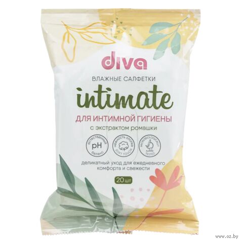 Влажные салфетки для интимной гигиены "Intimate. С экстрактом ромашки" (20 шт.) — фото, картинка