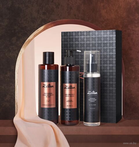 Подарочный набор "Чистота на все 100%" (шампунь для волос, гель для душа, дезодорант) — фото, картинка