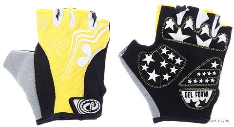 Перчатки велосипедные "SCG 47-0122" (L; чёрно-бело-жёлтые) — фото, картинка