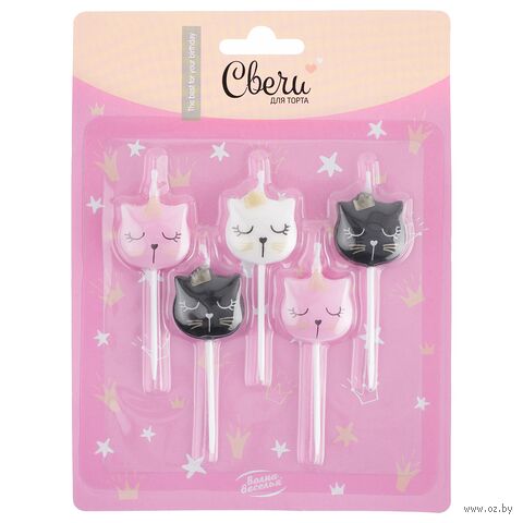 Набор свечей для торта "Котенок Принцесса" (5 шт.) — фото, картинка