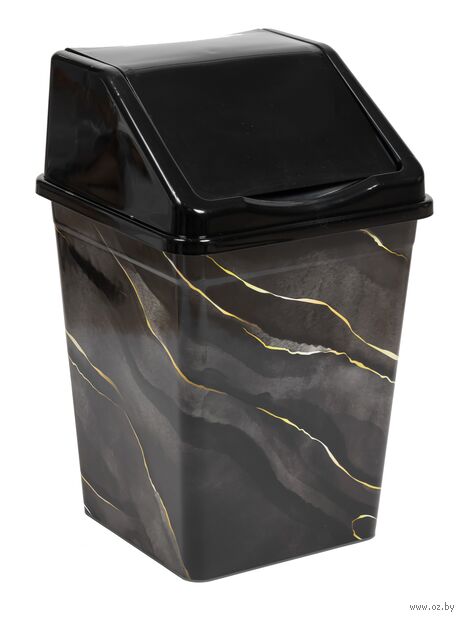 Ведро для мусора "Чёрный мрамор" (10 л) — фото, картинка