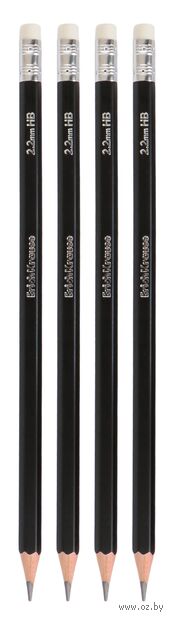 Набор карандашей чернографитных "Jet Black" (4 шт.; HB) — фото, картинка