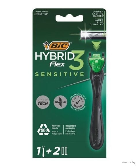 Станок для бритья "Flex 3 Hybrid Sensitive" (+2 кассеты) — фото, картинка