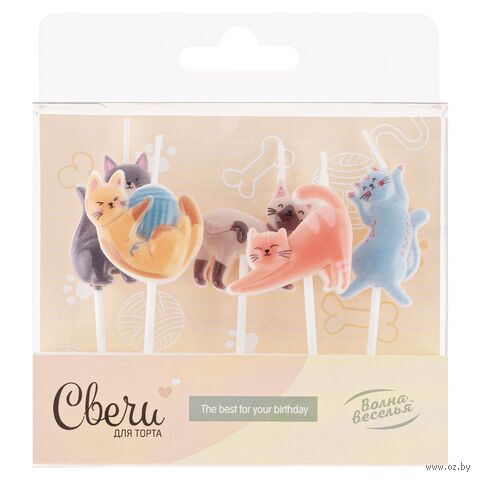 Набор свечей для торта "Милые котята" (5 шт.) — фото, картинка
