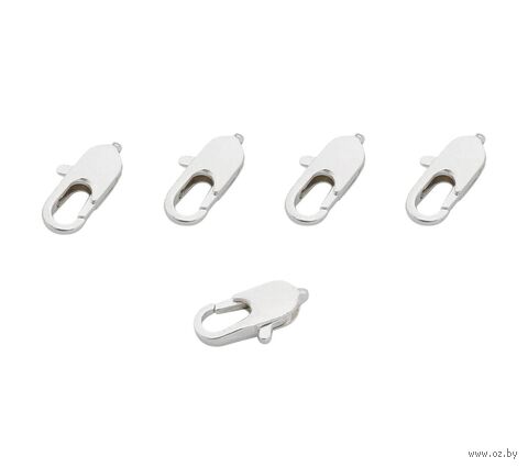 Замок для бижутерии "Карабин" (10 мм; 5 шт.; серебро) — фото, картинка