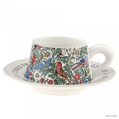 Чашка с блюдцем "Цветущие сады. Райская птица" (270 мл; белый) — фото, картинка