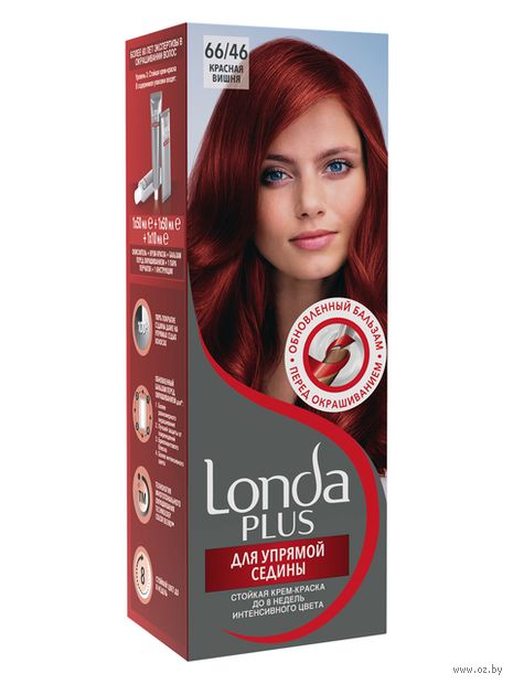 Крем-краска для волос "Londa Plus. Для упрямой седины" тон: 66/46, красная вишня — фото, картинка
