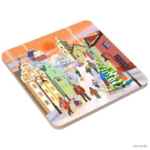 Подставка под горячее "Зимние города" (140 мм) — фото, картинка