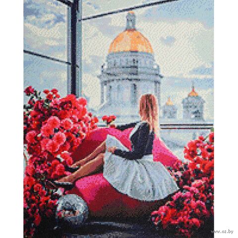 Алмазная вышивка-мозаика "Свидание на крыше с видом на Исаакиевский собор" (400х500 мм) — фото, картинка