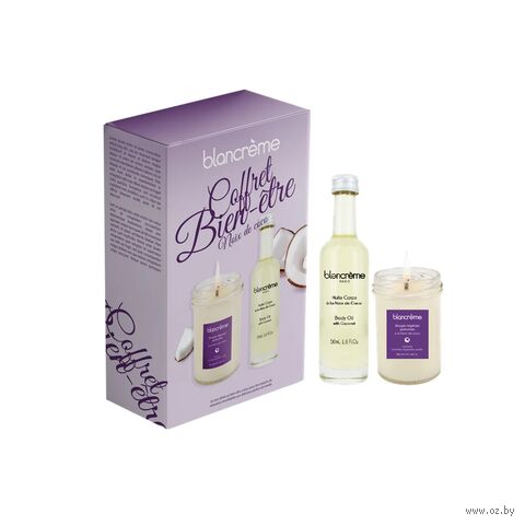 Подарочный набор "Wellness Box Coconut Noix de Coco" (свеча, масло для тела) — фото, картинка