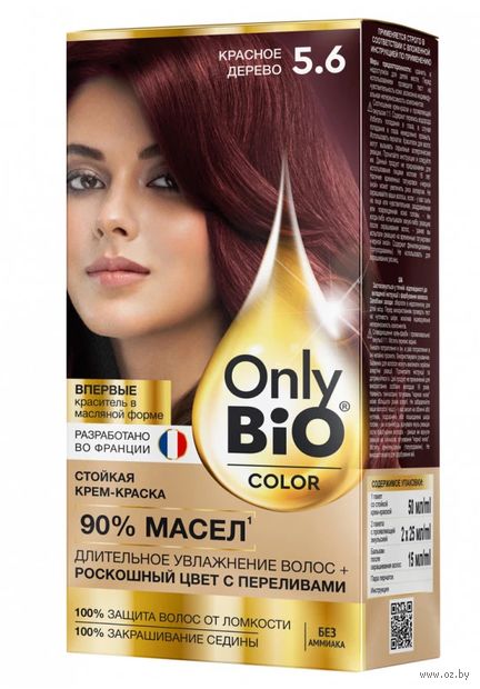 Крем-краска для волос "Only Bio Color" тон: 5.6, красное дерево — фото, картинка