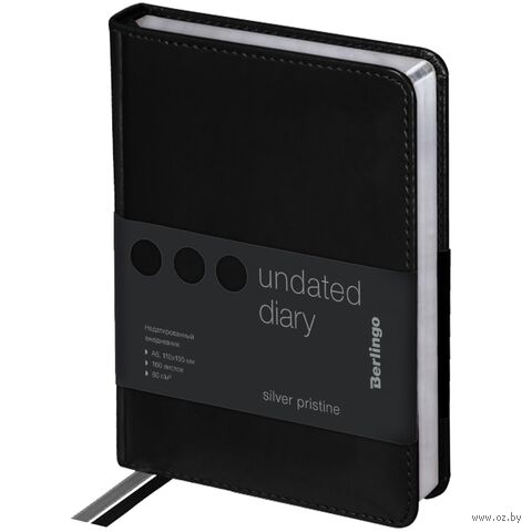 Ежедневник недатированный "Silver Pristine" (А6; черный) Ежедневник недатированный "Silver Pristine" (А6; черный) — фото, картинка