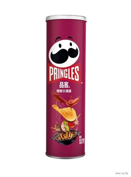 Чипсы картофельные "Pringles. Со вкусом стейка барбекю" (110 г) — фото, картинка