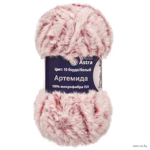 Пряжа "Артемида №10" (100 г; 60 м; бордо/белый) — фото, картинка